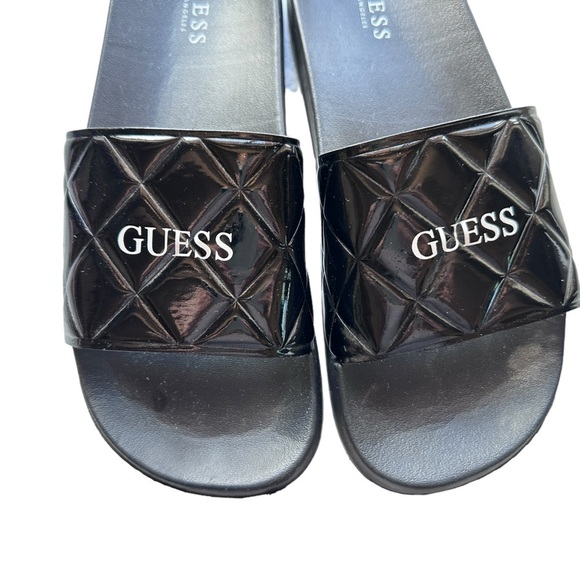 Guess Diamond Pool Slides in Black - Picture 5 of 6